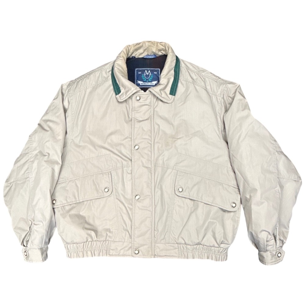 Members Only Mens L Beige Harrington Jacket‎ Plaid Lined Zip Front Pockets